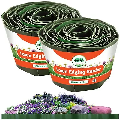 10M-50M Lawn Edging Border Flexible Green Plastic Garden Roll Wall Fence Path • £6.99