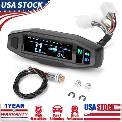 $41.07 • Buy US Motorcycle LCD Digital Odometer Speedometer Tachometer Gauge W/Bracket Parts