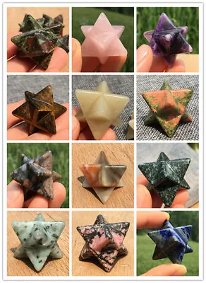 £7.85 • Buy Natural Merkaba Star Crystal Quartz Carved Realistic Kappa Star Healing 1.5''