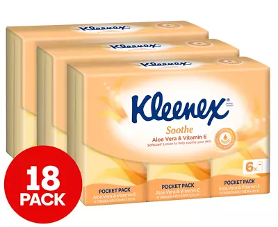 3 X Kleenex Soothe Aloe Vera & Vitamin E Pocket Facial Tissues 6pk • $15.99