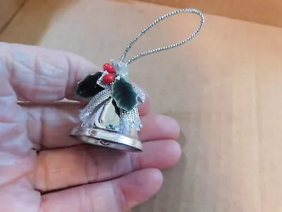 VTG Silver Color Bell Christmas  Ornament With Decorations • $3