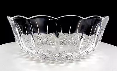 Lenox Crystal Criss Cross Diamonds & Vertical Lines 9  Ruffled Rim Bowl • $59.97