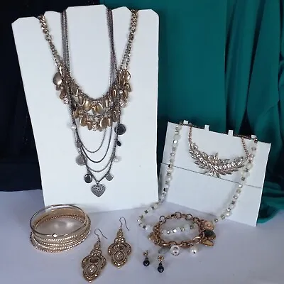 $19.99 • Buy EXPRESS Signed Jewelry MIXED LOT 8pc LAYERED NECKLACES Dangle Earrings BANGLES