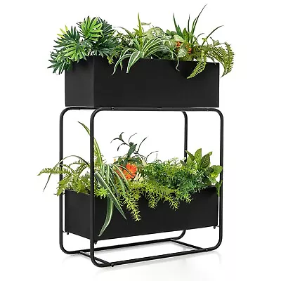 2-Tier Metal Elevated Garden Bed Raised Planter Box Heavy DutyFlower Plant Stand • £39.95