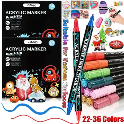 36 Colours Acrylic Paint Pens For Rock Painting Wood Ceramic Fabric Metal Canvas • £10.55