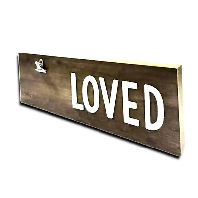 Loved Clip Photo Display Plaque Sign Wood Rustic Hanging Free Standing 15 Inch • $22.94
