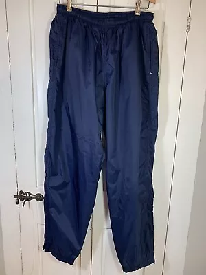 Vtg Nike Pants Mens XL Blue Ankle Zip Windbreaker Lined Warmup Workout Y2K READ • $24.97