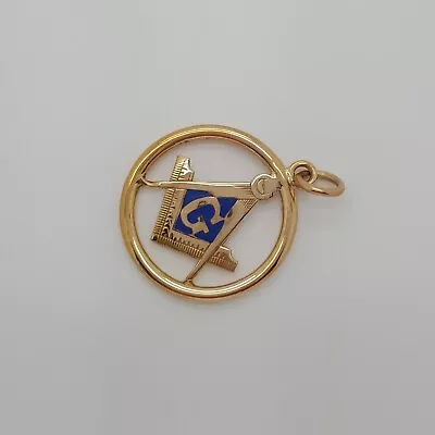 9ct Yellow Gold Enamel Masonic Pendant *No Chain • £100