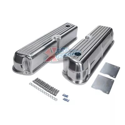 Small Block Ford SBF 289 302 Aluminum Finned Valve Covers - Tall Baffled W/Hole • $109.99