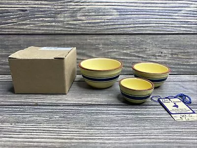 Vtg Bearware Pottery Works The Blue Goose 3 Miniature Ceramic Bowls 1.5-3” • $23.99