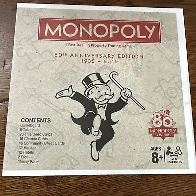 Monopoly Board Game Replacement Rule Book 80th Anniversary Edition • $6