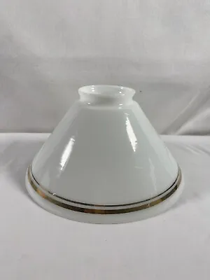 Vintage Milk Glass Gold Trim Slant Cone Lamp Shade #34  • $25