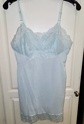 Vintage Vassarette Munsingwear Juniors 13 Slip Dress Antron Nylon Tricot Lt Blue • $17.99