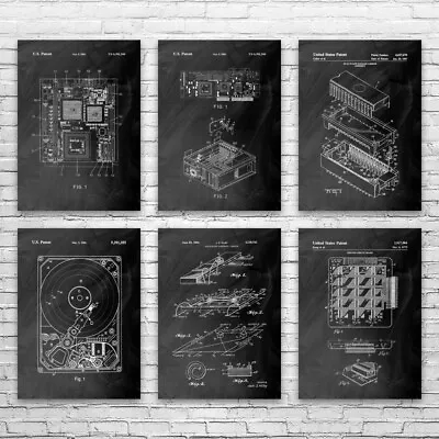 Computer Hardware Patent Posters Set Of 6 Computer Decor Lab Art Tech Decor • $99.95