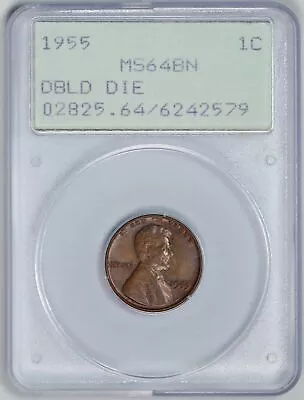 1955  Double Die  Pcgs Ms64 Bn  Lincoln Cent   *  Key Date Rattler  *  #6242579 • $6595