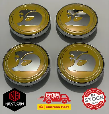 $24.95 • Buy HSV WheeI Centre Caps 60 Mm X4 Silver / Yellow VT VY VZ VE VF GTS R8 Commodore