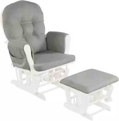 Costzon Nursery Glider With Ottoman Upholstered Comfort Glider Rocker With Padd • $211.46