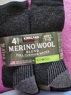 Kirkland Merino Wool Blend Mens 7-13 Outdoor Hiking Trail Socks Full Cushion • $22.95