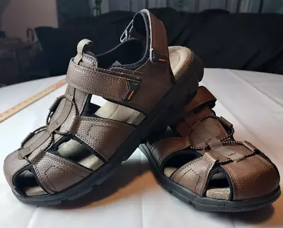 WEATHERPROOF Vintage Men's Brown Faux Leather Ankle Straps Sandals 12M • $12