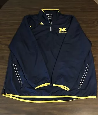 Adidas NCAA Michigan Wolverines Climaproof 1/4 Zip Pullover Jacket Mens XL Blue • $22.53