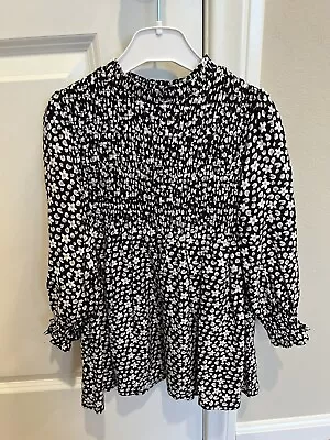 Mayoral Long Sleeves Floral Dress Size 4 (104cm) - Black White Light Brown • $30