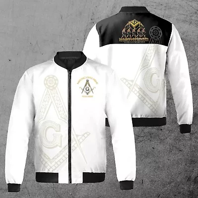 Custom Name Chapter Name Masonic Man Unisex Bomber Jacket 3D Bomber Jacket S-5XL • $44.59