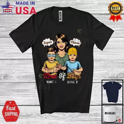 Custom Name Super Mom Of Boys Awesome Mother's Day Proud Son Family T-Shirt • $14.36