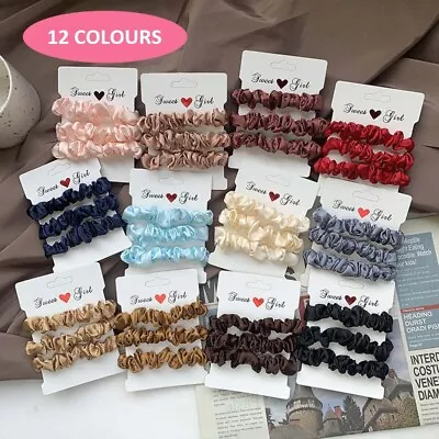 3PCS Satin Silk Scrunchies Elastic Hair Band Scrunchy Bobbles Hair Ropes Ring UK • £2.19