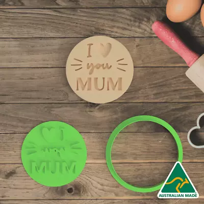 I Love You Mum Cookie Cutter And Embosser Stamp • $13.59
