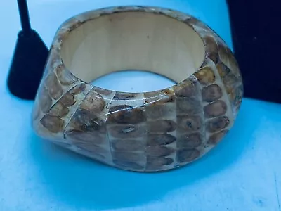 Vtg. Shades Of Brown Animal Print Acrylic Asymmetrical Chunky Bracelet 378 • $0.99