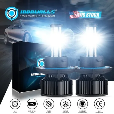 6Side H13 9008 LED Headlight Bulb 10000W 1000000LM Hi/Lo Beam Super Bright White • $22.99