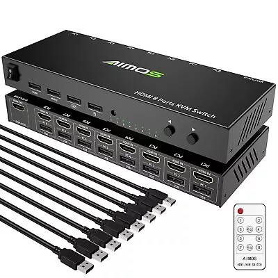 KVM Switch 8 Ports HDMI 2.0 KVM Switcher And USB 2.0 Hub Support 4K@30Hz For 8  • $176.99