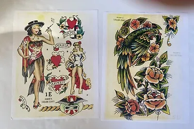 Sailor Jerry Tattoo Flash Art Print Lot Of 2 10 X 14” Vintage • $9.95