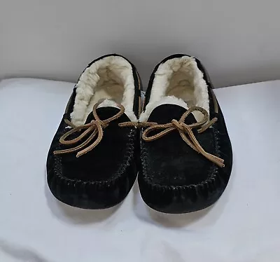 UGG Dakota Womens Black Suede Slippers House Shoes 5612 Moccasins Size 7 • $38.99