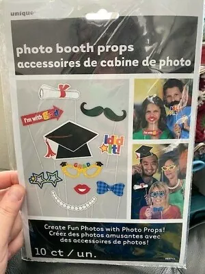 Graduation Photo Booth Props Party Decorations Assorted Cut Outs Mustache 10ct. • $5