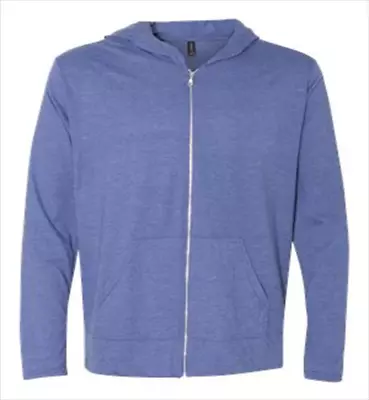 Mens T Shirt Zipper Hoodie - Long Sleeve -Light Weight 4.8 OZ (Kangaroo Pocket ) • $16.99