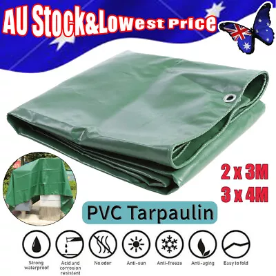 PVC Tarpaulin Tarp Heavy Duty Waterproof Canvas Camping Trailer Cover 3*4M 2*3M • $40.85