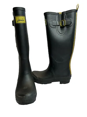 Joules T-Fieldwelly Black Rain Boots Women’s Buckle Size  U.S. 7 - 7-1/2 EU 38 • $21