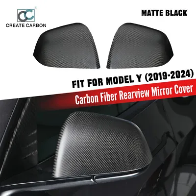 For 2020-2024 Tesla Model Y 2pcs Side Door Rearview Mirror Covers Carbon Fiber • $109.99