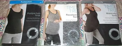 Lot 4 NEW Time & Tru Maternity Postpartum Racerback Tank Black White MED 8-10 • $24.99