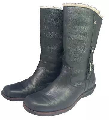 UGG 5745 Bellvue Leather Fold Over Sheepskin Lined Boots • $60