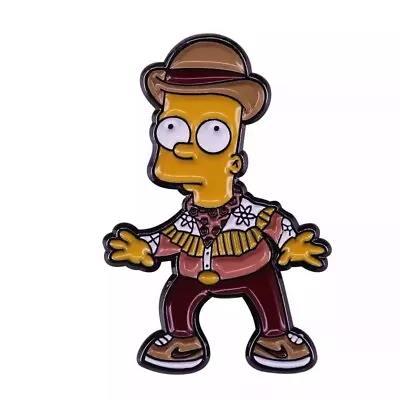 Bart Simpson Enamel Pin BTTF 3 Marty Mcfly Cowboy Mash Up Pin Lapel Hat 1.25” • $7.12