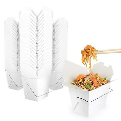 Takeout Food Containers With Handle 8 Oz White Microwaveable Mini Chinese Take O • $22.98