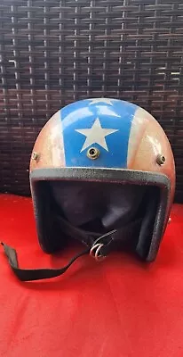 RARE! Vintage Motorcycle Helmet Red White Blue Stars BUCO INTERNATIONAL No Size  • $300