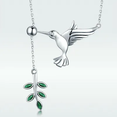 Women 925 Sterling Silver Hummingbird's Greetings Pendant Necklace Jewelry Chain • $9.71