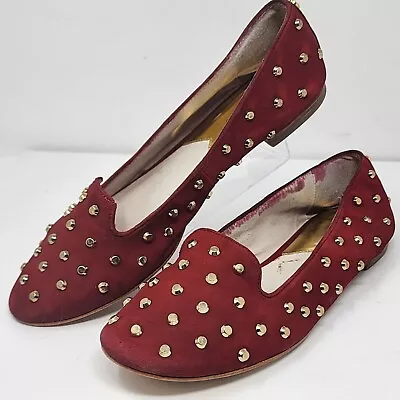 Michael Kors Women's Ailee Studded Suede Smoking Flats Cinnabar Women's 9M • $50