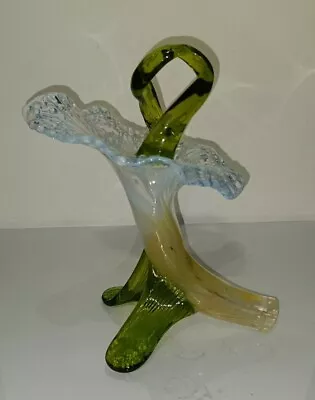 RARE Antique UV Glow CADMIUM & Opalescent Glass Heavy Jack In The Pulpit VASE • $73.07