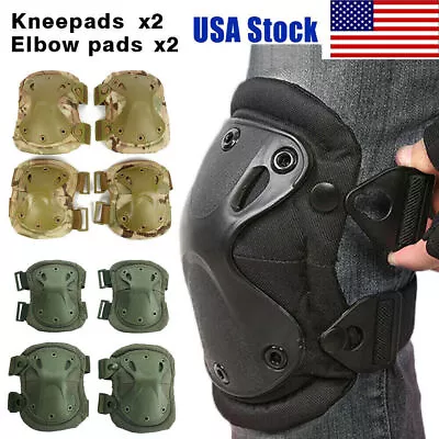 Tactical Military Army Elbow & Knee Pads Airsoft Paintball Sports Protection US • $14.87