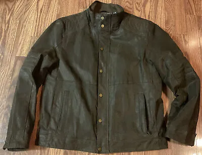 Mens Bernardo 100% Genuine Leather Suede Dark Brown Motorcycle Style Jacket Sz L • $69.99