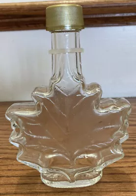 Maple Leaf Shaped Glass Syrup Bottle With Lid 100 Milliliter 6 Inch Tall • $5